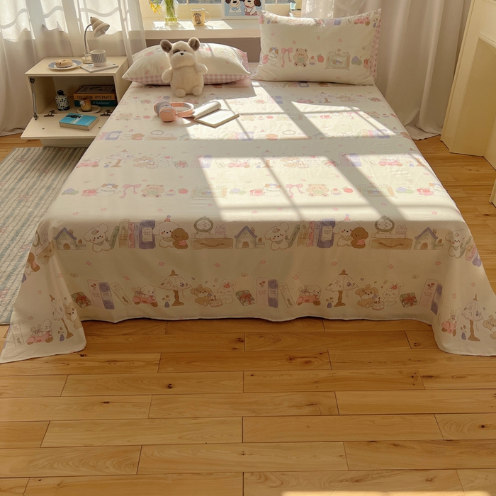 91家纺网 家纺一手货源 找家纺 六巷胡同 2025新款40s13070全棉纯棉卡通单品系列床单单件-单床单 欢乐课堂趴