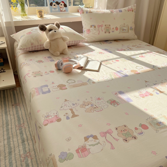 91家纺网 家纺一手货源 找家纺 六巷胡同 2025新款40s13070全棉纯棉卡通单品系列床单单件-单床单 欢乐课堂趴