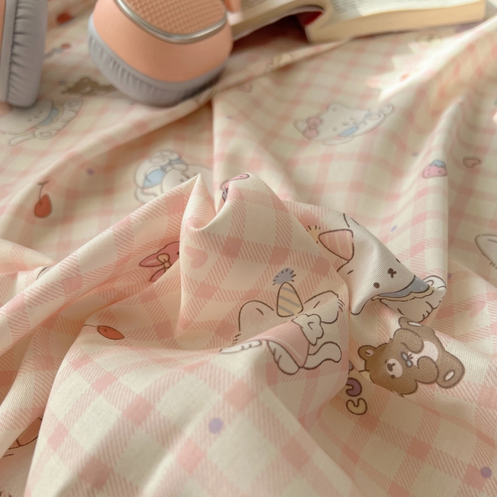 91家纺网 家纺一手货源 找家纺 六巷胡同 2025新款40s13070全棉纯棉卡通单品系列床单单件-单床单 卡哇伊猫咪