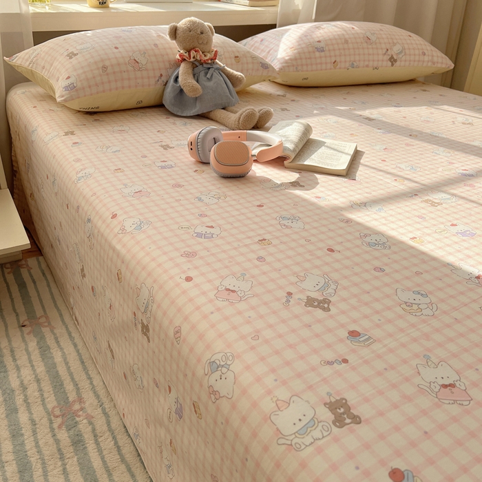 91家纺网 家纺一手货源 找家纺 六巷胡同 2025新款40s13070全棉纯棉卡通单品系列床单单件-单床单 卡哇伊猫咪