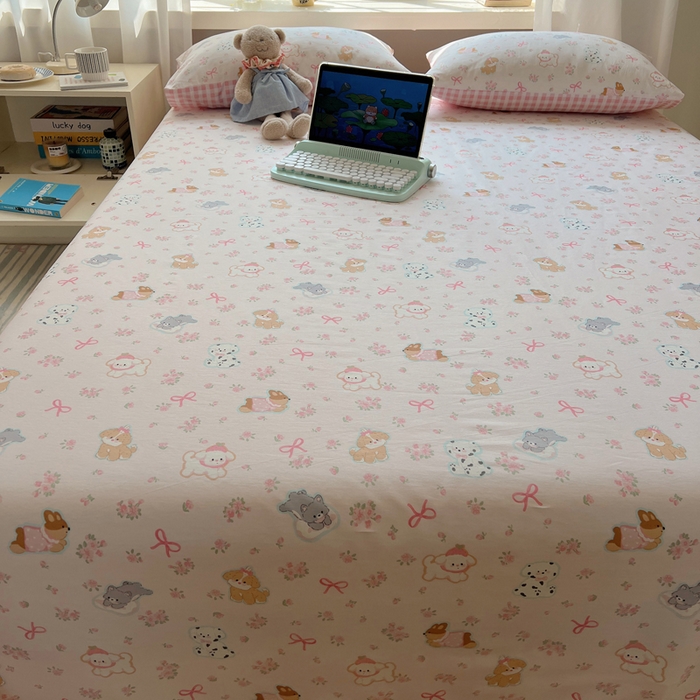 91家纺网 家纺一手货源 找家纺 六巷胡同 2025新款40s13070全棉纯棉卡通单品系列床单单件-单床单 浪漫碎花犬