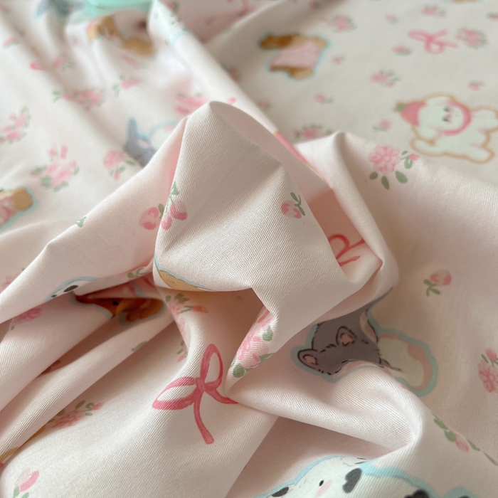 91家纺网 家纺一手货源 找家纺 六巷胡同 2025新款40s13070全棉纯棉卡通单品系列床单单件-单床单 浪漫碎花犬