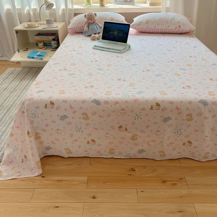 91家纺网 家纺一手货源 找家纺 六巷胡同 2025新款40s13070全棉纯棉卡通单品系列床单单件-单床单 浪漫碎花犬