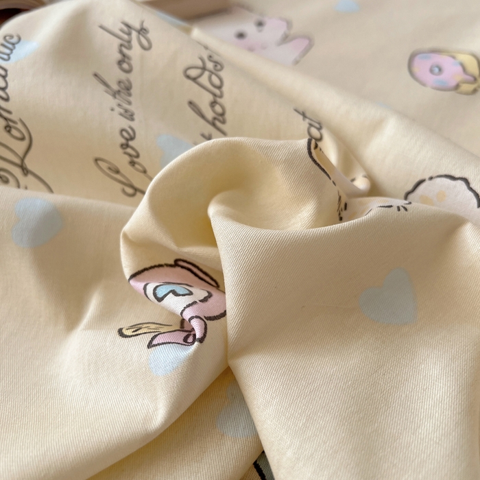 91家纺网 家纺一手货源 找家纺 六巷胡同 2025新款40s13070全棉纯棉卡通单品系列床单单件-单床单 猫咪甜甜圈