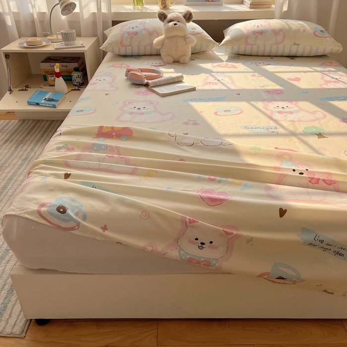91家纺网 家纺一手货源 找家纺 六巷胡同 2025新款40s13070全棉纯棉卡通单品系列床单单件-单床单 泡芙萌趣狗