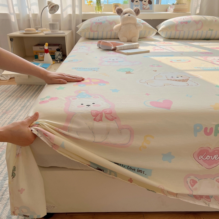 91家纺网 家纺一手货源 找家纺 六巷胡同 2025新款40s13070全棉纯棉卡通单品系列床单单件-单床单 泡芙萌趣狗