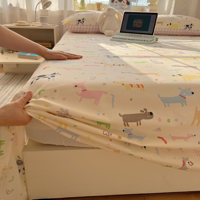 91家纺网 家纺一手货源 找家纺 六巷胡同 2025新款40s13070全棉纯棉卡通单品系列床单单件-单床单 趣味斑点狗