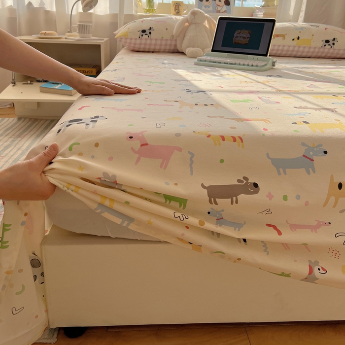 91家纺网 家纺一手货源 找家纺 六巷胡同 2025新款40s13070全棉纯棉卡通单品系列床单单件-单床单 趣味斑点狗