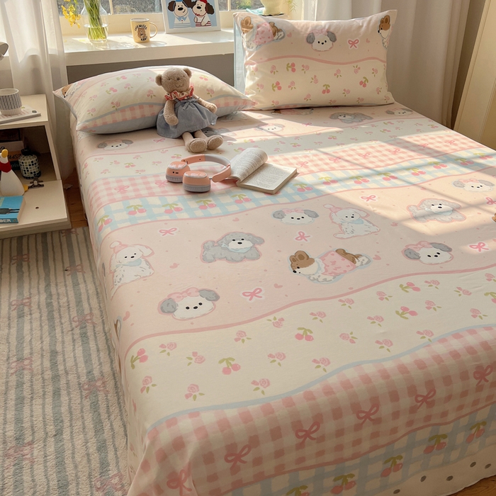 91家纺网 家纺一手货源 找家纺 六巷胡同 2025新款40s13070全棉纯棉卡通单品系列床单单件-单床单 洋气柯基崽