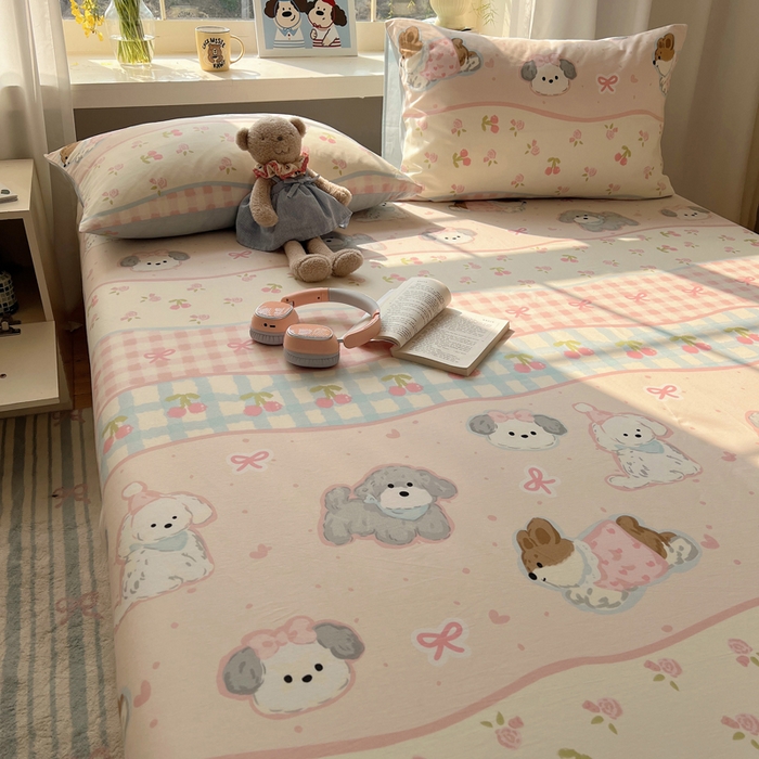 91家纺网 家纺一手货源 找家纺 六巷胡同 2025新款40s13070全棉纯棉卡通单品系列床单单件-单床单 洋气柯基崽