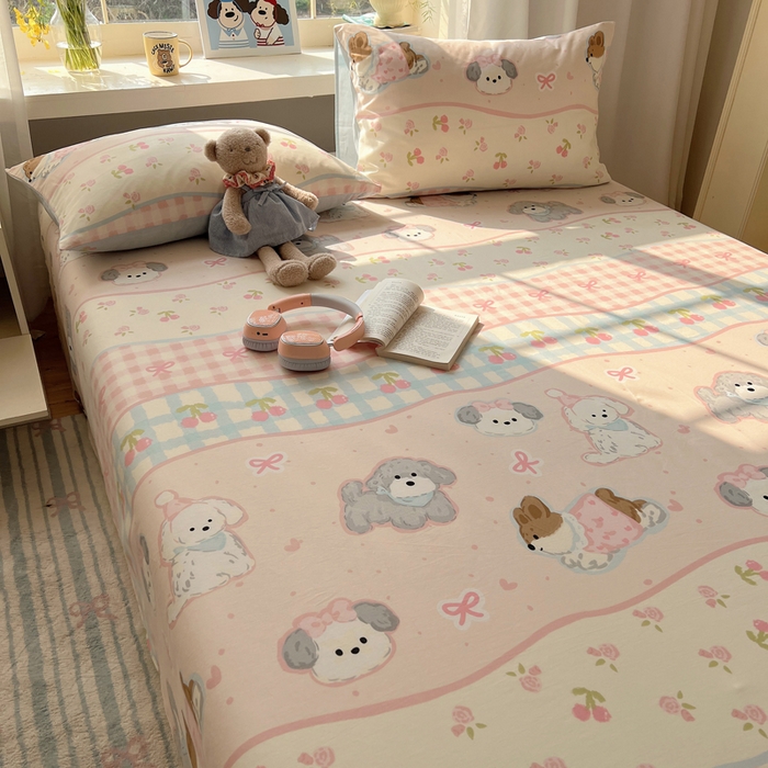 91家纺网 家纺一手货源 找家纺 六巷胡同 2025新款40s13070全棉纯棉卡通单品系列床单单件-单床单 洋气柯基崽