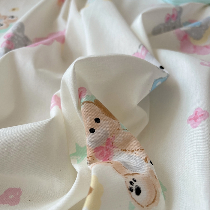 91家纺网 家纺一手货源 找家纺 六巷胡同 2025新款40s13070全棉纯棉卡通单品系列床单单件-单床单 郁金香狗狗