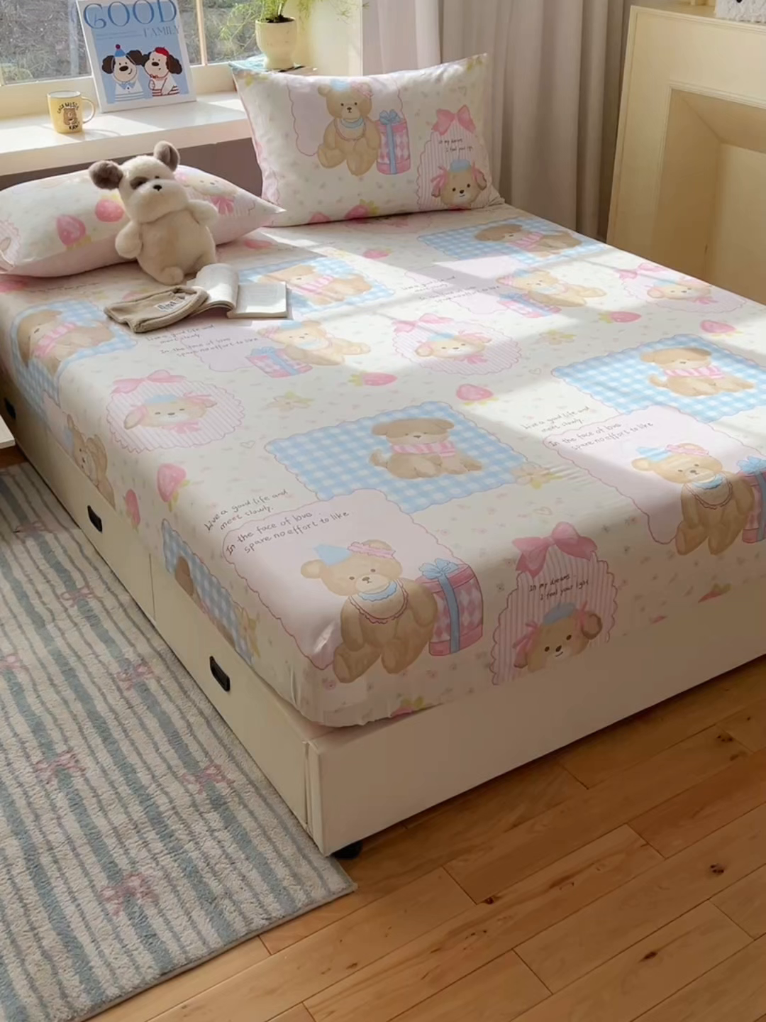 91家纺网 家纺一手货源 找家纺 （总）六巷胡同 2025新款40s13070全棉纯棉卡通单品系列床笠单件-单床笠