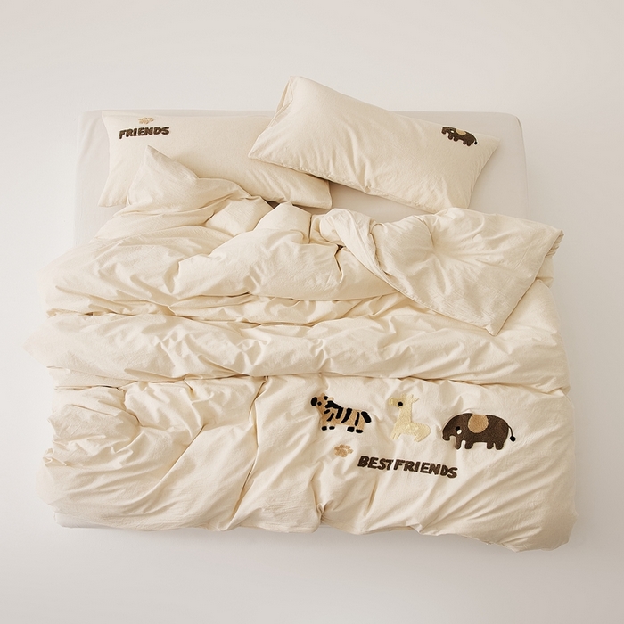 91家纺网 家纺一手货源 找家纺 原研家居 2025新款32支棉麻毛巾绣系列四件套 小邂逅