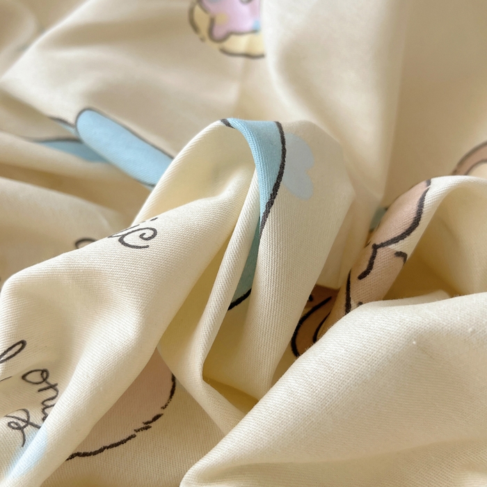 91家纺网 家纺一手货源 找家纺 六巷胡同 2025新款40s13070全棉纯棉卡通单品系列床笠单件-单床笠 猫咪甜甜圈