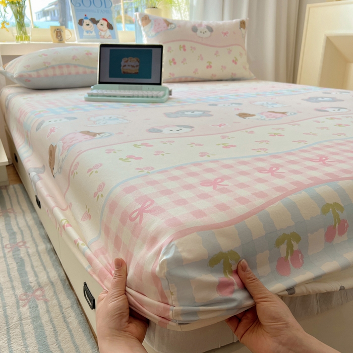 91家纺网 家纺一手货源 找家纺 六巷胡同 2025新款40s13070全棉纯棉卡通单品系列床笠单件-单床笠 洋气柯基崽