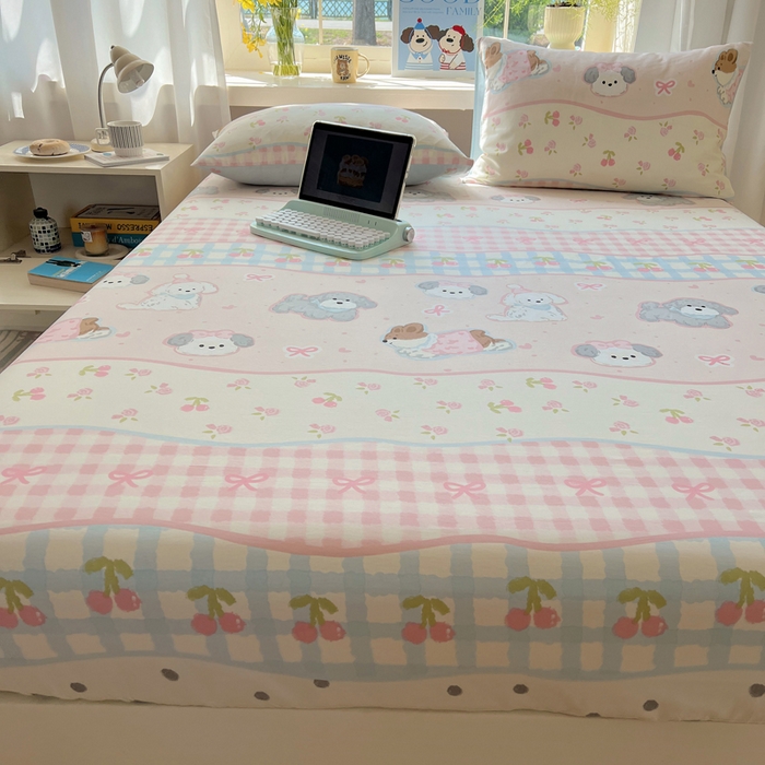 91家纺网 家纺一手货源 找家纺 六巷胡同 2025新款40s13070全棉纯棉卡通单品系列床笠单件-单床笠 洋气柯基崽