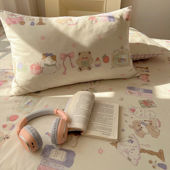 91家纺网 家纺一手货源 找家纺 六巷胡同 2025新款40s13070全棉纯棉卡通单品系列枕套单件-单枕套 欢乐课堂趴