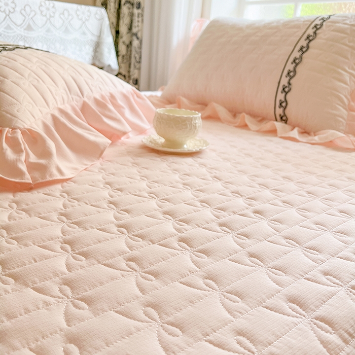 91家纺网 家纺一手货源 找家纺 网红馆（ck家纺） 2025新款喜芙棉蕾丝花边床裙四件套-蜜芙蕾 蜜芙蕾-凝脂玉