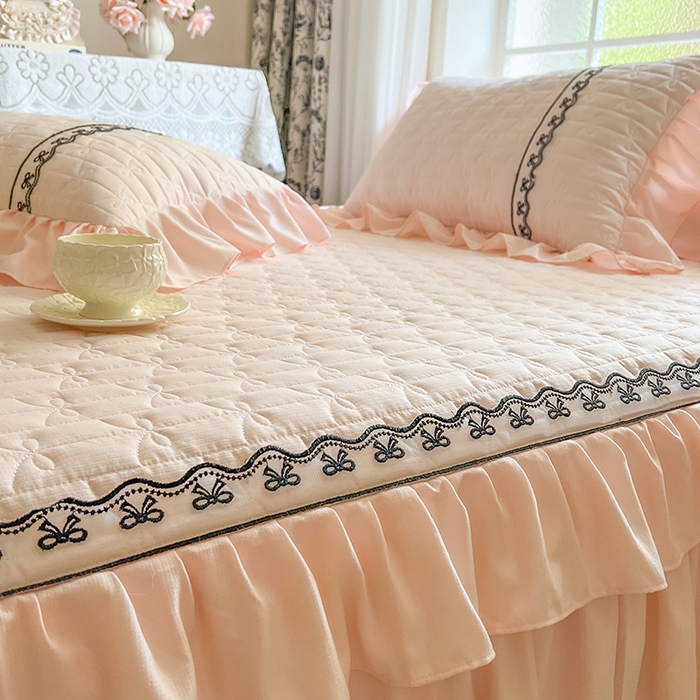 91家纺网 家纺一手货源 找家纺 网红馆（ck家纺） 2025新款喜芙棉蕾丝花边床裙四件套-蜜芙蕾 蜜芙蕾-凝脂玉