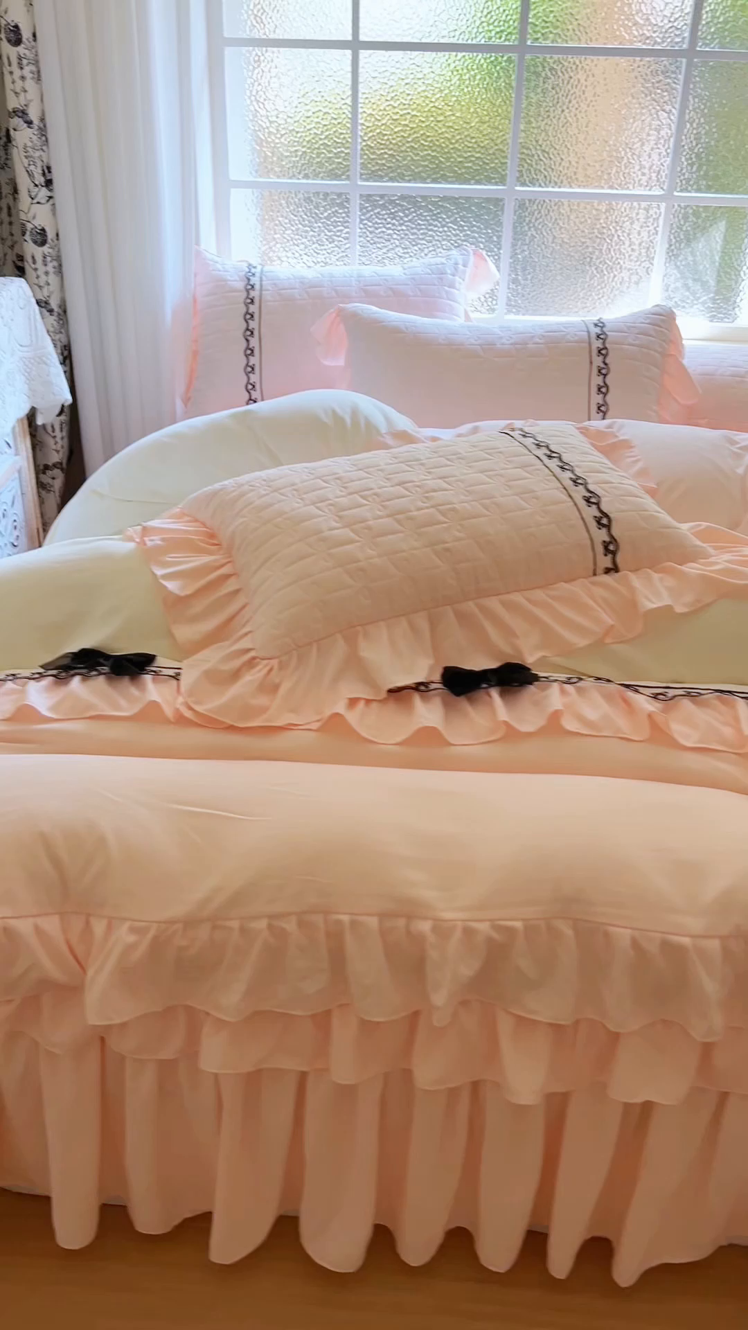 91家纺网 家纺一手货源 找家纺 网红馆（ck家纺） 2025新款喜芙棉蕾丝花边床裙四件套-蜜芙蕾 蜜芙蕾-凝脂玉