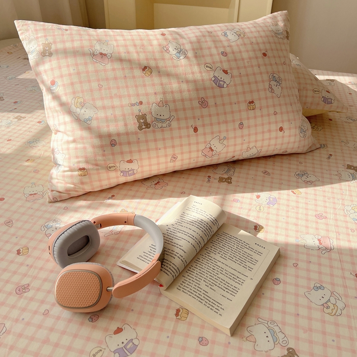 六巷胡同 2025新款40s13070全棉纯棉卡通单品系列枕套单件-单枕套 卡哇伊猫咪