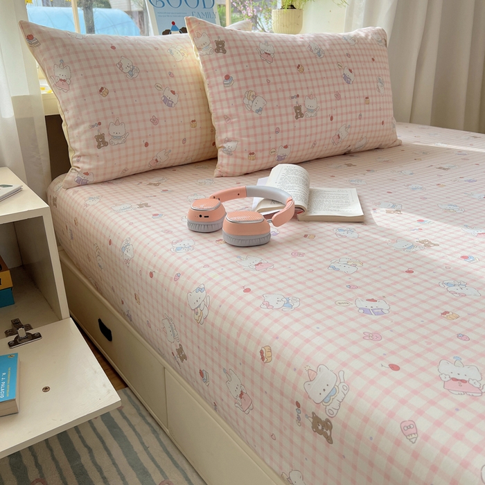 91家纺网 家纺一手货源 找家纺 六巷胡同 2025新款40s13070全棉纯棉卡通单品系列枕套单件-单枕套 卡哇伊猫咪