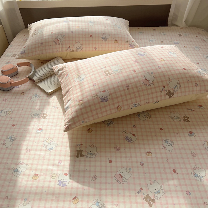 91家纺网 家纺一手货源 找家纺 六巷胡同 2025新款40s13070全棉纯棉卡通单品系列枕套单件-单枕套 卡哇伊猫咪