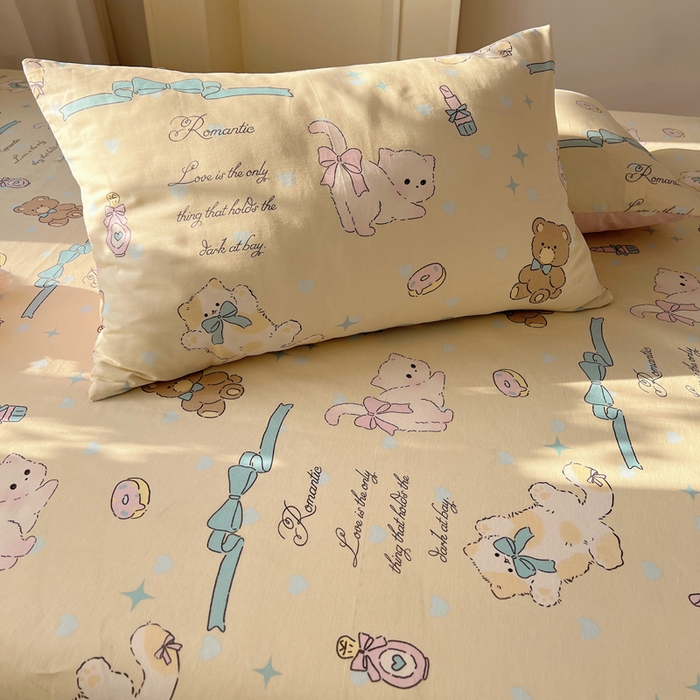 六巷胡同 2025新款40s13070全棉纯棉卡通单品系列枕套单件-单枕套 猫咪甜甜圈