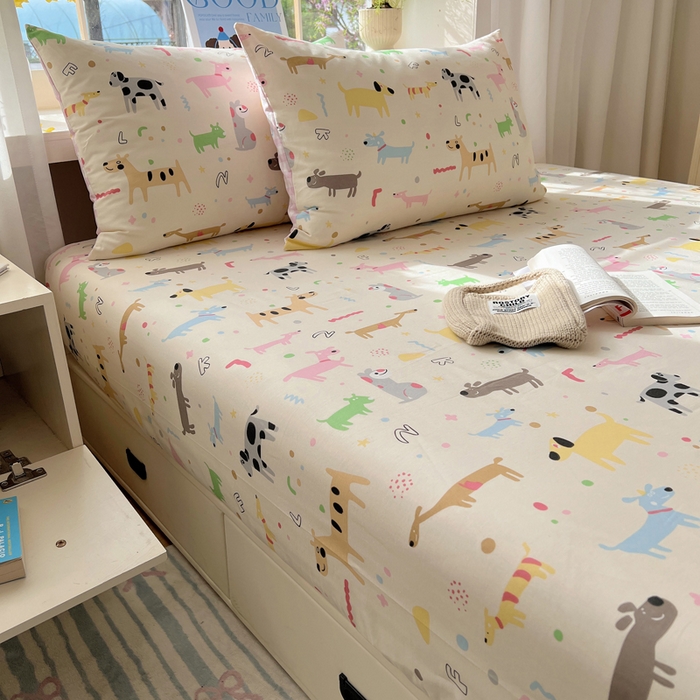 91家纺网 家纺一手货源 找家纺 六巷胡同 2025新款40s13070全棉纯棉卡通单品系列枕套单件-单枕套 趣味斑点狗