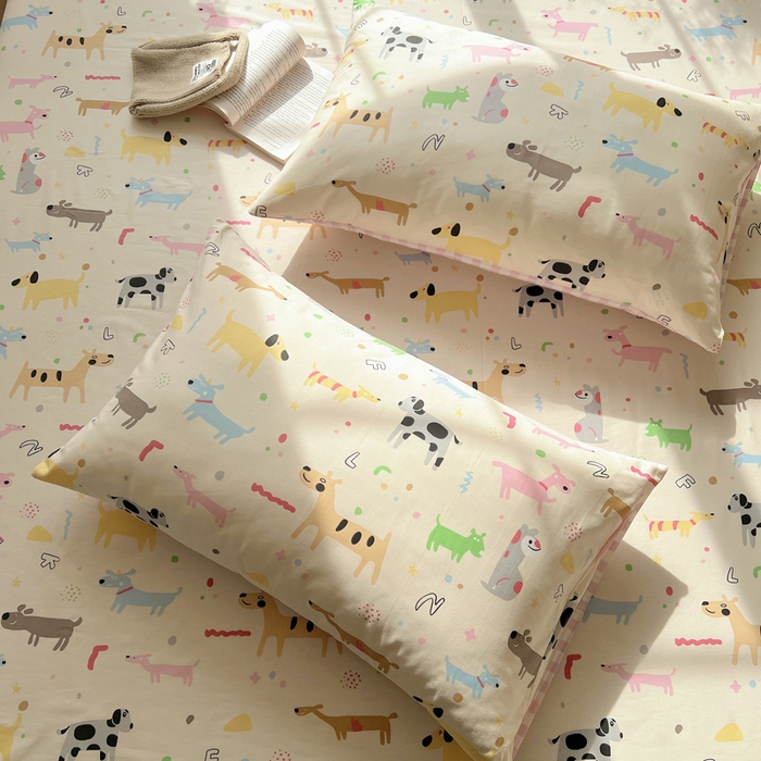 91家纺网 家纺一手货源 找家纺 六巷胡同 2025新款40s13070全棉纯棉卡通单品系列枕套单件-单枕套 趣味斑点狗