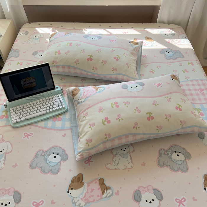 91家纺网 家纺一手货源 找家纺 六巷胡同 2025新款40s13070全棉纯棉卡通单品系列枕套单件-单枕套 洋气柯基崽