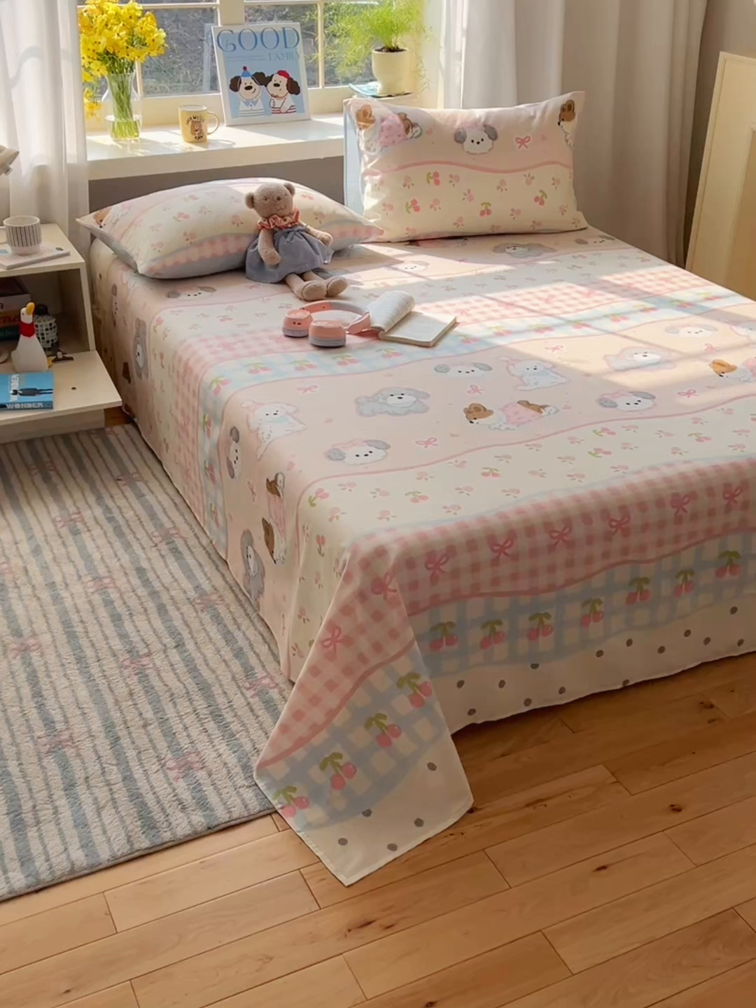 91家纺网 家纺一手货源 找家纺 六巷胡同 2025新款40s13070全棉纯棉卡通单品系列枕套单件-单枕套 洋气柯基崽