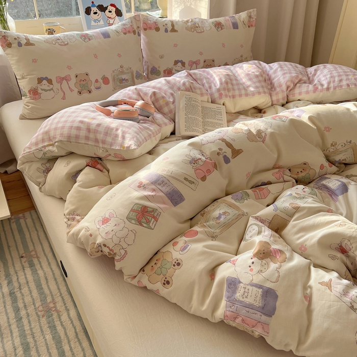91家纺网 家纺一手货源 找家纺 六巷胡同 2025新款40s13070全棉纯棉卡通单品系列被套单件-单被套 欢乐课堂趴