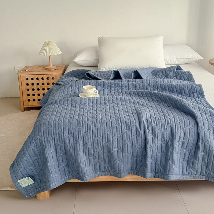 91家纺网 家纺一手货源 找家纺 梓依家纺 2025新款柔软舒适云纱棉夏被夏凉被空调被 云纱棉-宝石蓝