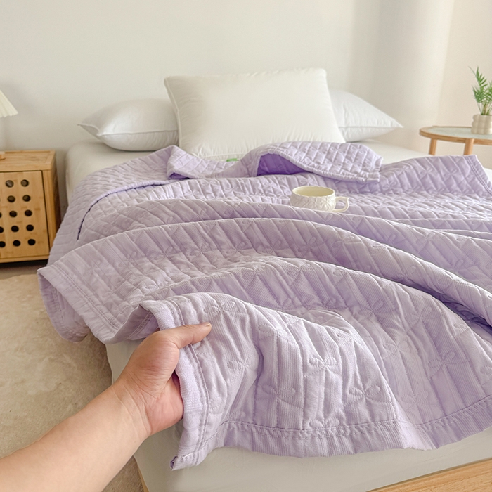 91家纺网 家纺一手货源 找家纺 梓依家纺 2025新款柔软舒适云纱棉夏被夏凉被空调被 云纱棉-芋泥紫
