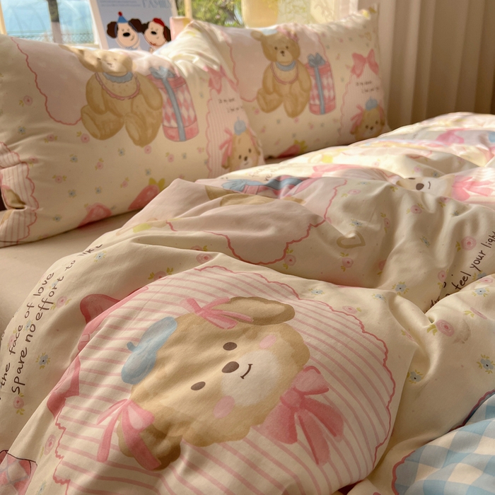 91家纺网 家纺一手货源 找家纺 六巷胡同 2025新款40s13070全棉纯棉卡通单品系列被套单件-单被套 草莓甜心犬