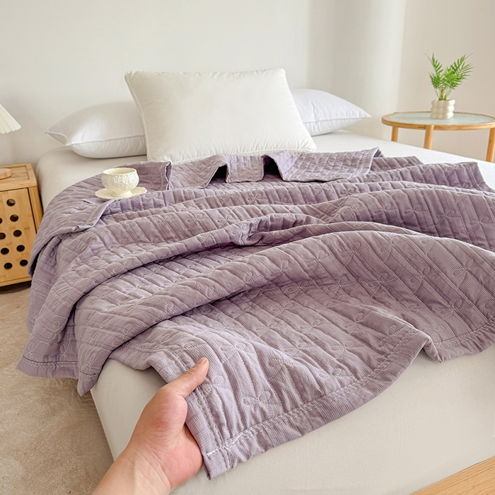 91家纺网 家纺一手货源 找家纺 梓依家纺 2025新款柔软舒适云纱棉夏被夏凉被空调被 云纱棉-丁香紫