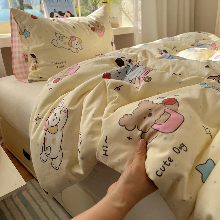 91家纺网 家纺一手货源 找家纺 六巷胡同 2025新款40s13070全棉纯棉卡通单品系列被套单件-单被套 法棍滑板狗
