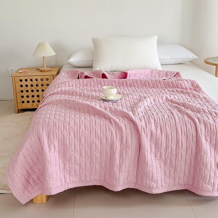 91家纺网 家纺一手货源 找家纺 梓依家纺 2025新款柔软舒适云纱棉夏被夏凉被空调被 云纱棉-初恋粉