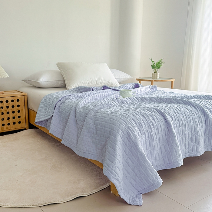 91家纺网 家纺一手货源 找家纺 梓依家纺 2025新款柔软舒适云纱棉夏被夏凉被空调被 云纱棉-天空蓝