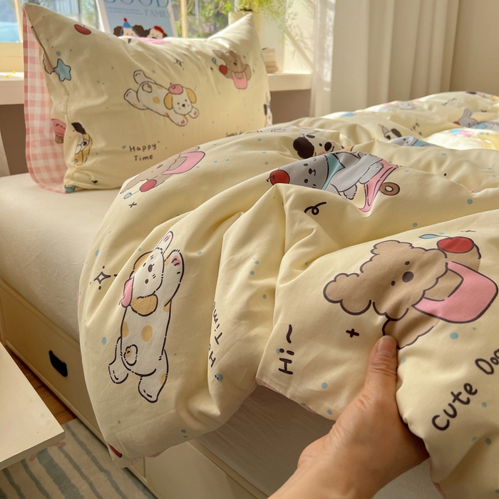 91家纺网 家纺一手货源 找家纺 六巷胡同 2025新款40s13070全棉纯棉卡通单品系列被套单件-单被套 法棍滑板狗
