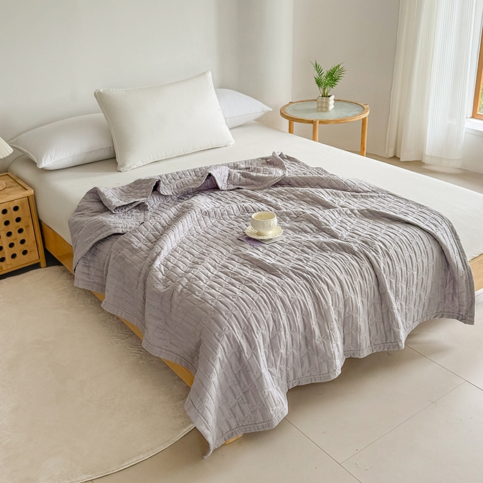 91家纺网 家纺一手货源 找家纺 梓依家纺 2025新款柔软舒适云纱棉夏被夏凉被空调被 云纱棉-浅灰