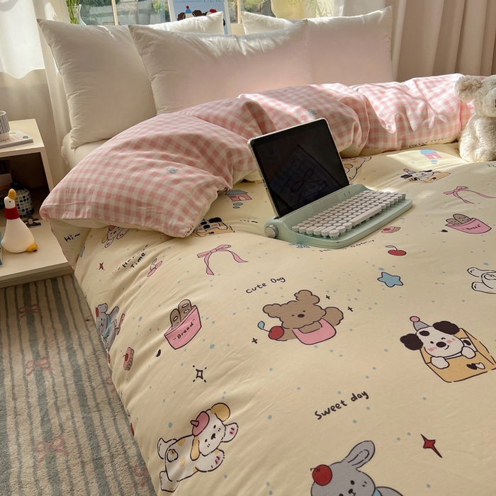 91家纺网 家纺一手货源 找家纺 六巷胡同 2025新款40s13070全棉纯棉卡通单品系列被套单件-单被套 法棍滑板狗