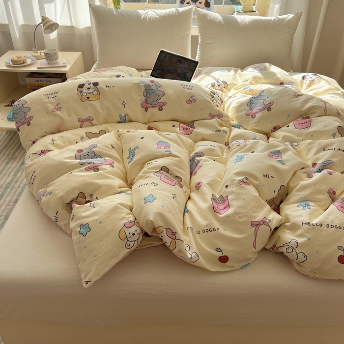 91家纺网 家纺一手货源 找家纺 六巷胡同 2025新款40s13070全棉纯棉卡通单品系列被套单件-单被套 法棍滑板狗