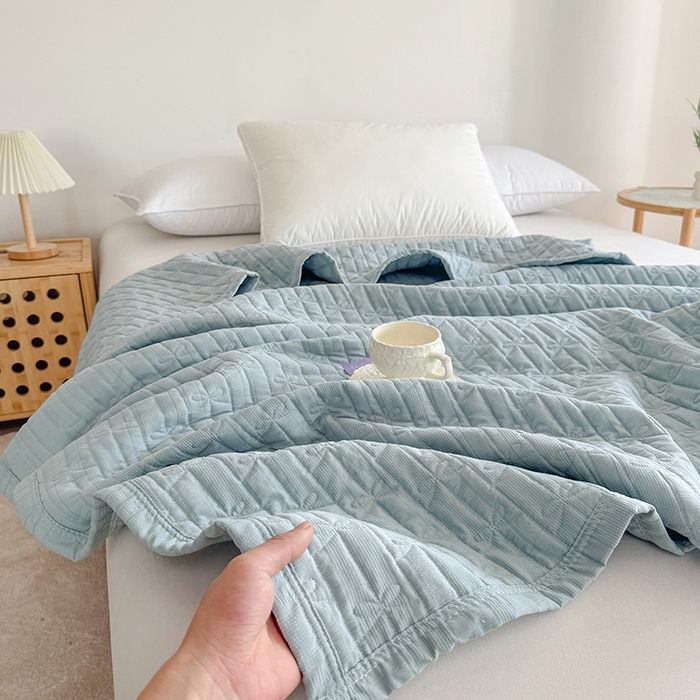 91家纺网 家纺一手货源 找家纺 梓依家纺 2025新款柔软舒适云纱棉夏被夏凉被空调被 云纱棉-雾霾蓝