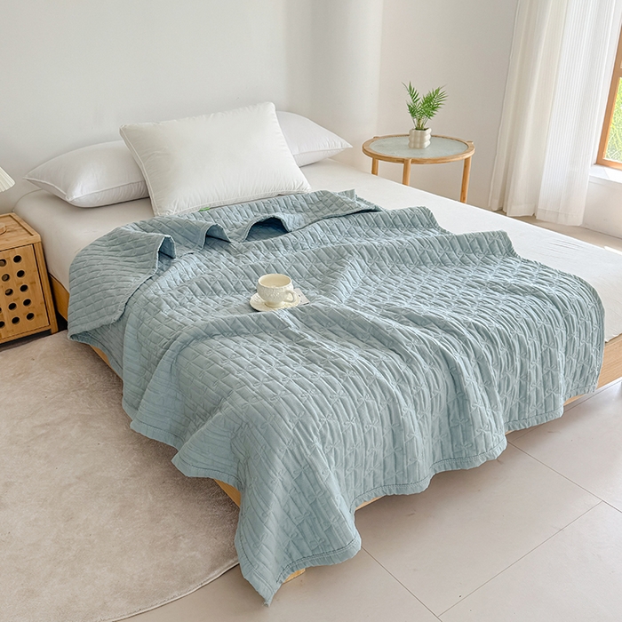 91家纺网 家纺一手货源 找家纺 梓依家纺 2025新款柔软舒适云纱棉夏被夏凉被空调被 云纱棉-雾霾蓝