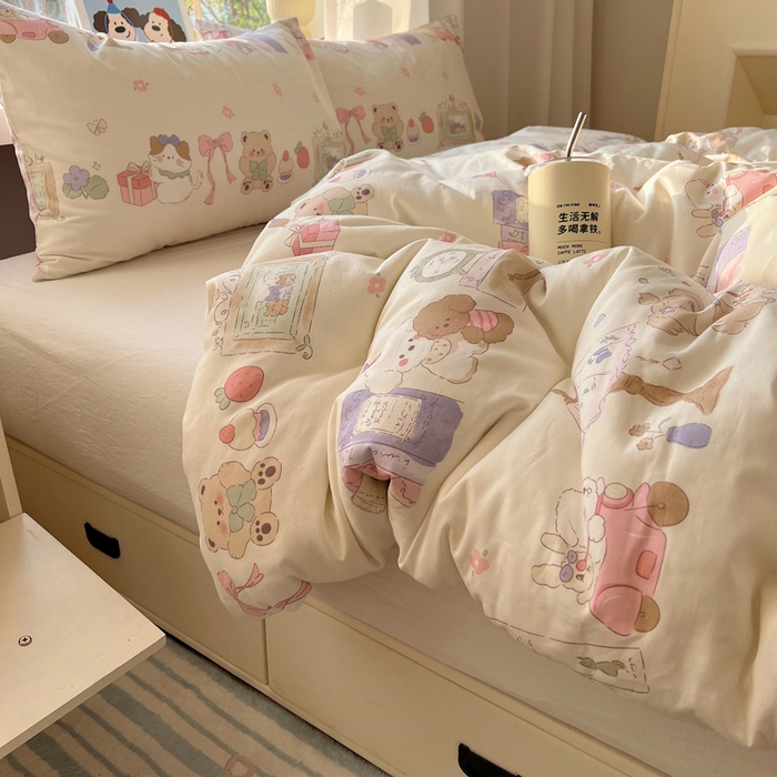 91家纺网 家纺一手货源 找家纺 六巷胡同 2025新款40s13070全棉纯棉卡通单品系列被套单件-单被套 欢乐课堂趴