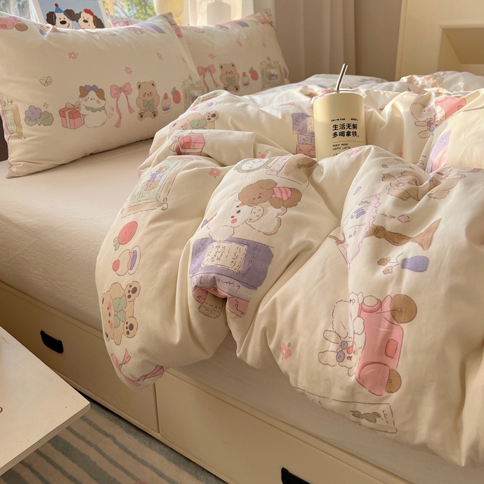 91家纺网 家纺一手货源 找家纺 六巷胡同 2025新款40s13070全棉纯棉卡通单品系列被套单件-单被套 欢乐课堂趴