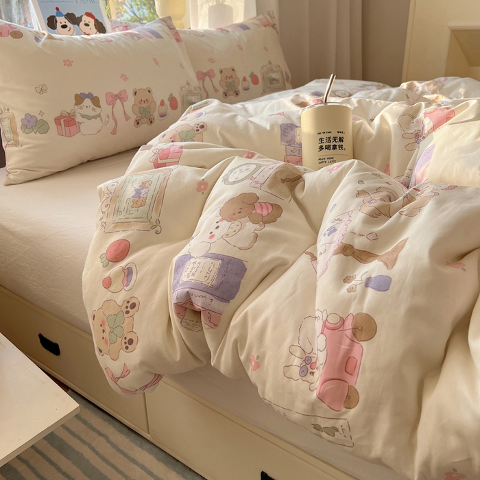 91家纺网 家纺一手货源 找家纺 六巷胡同 2025新款40s13070全棉纯棉卡通单品系列被套单件-单被套 欢乐课堂趴